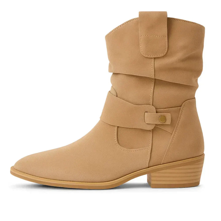 Calluna - Botas de media caña con tacón de bloque y textura suave