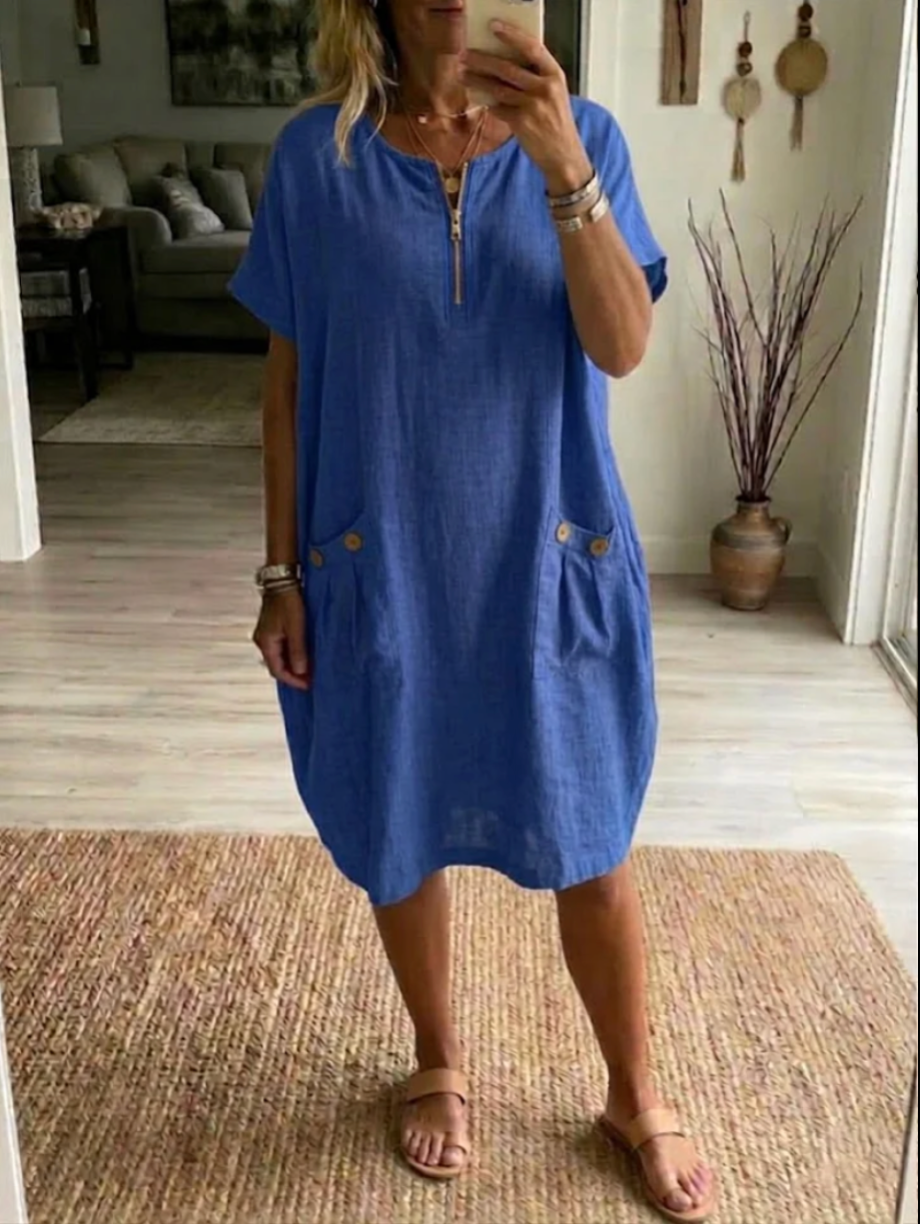 Adelise - Vestido veraniego con escote en pico y tacto suave