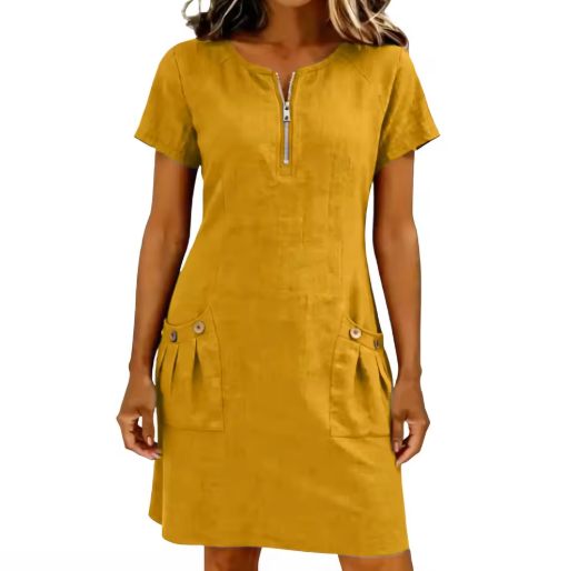 Adelise - Vestido veraniego con escote en pico y tacto suave