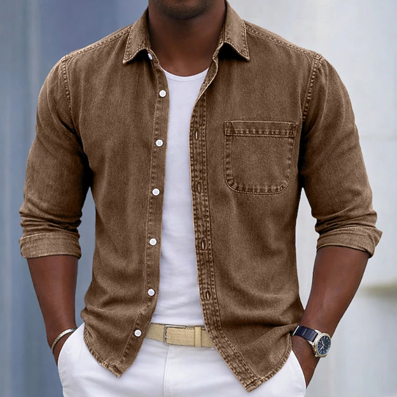 Cromwell - Camisa de manga larga de tacto suave