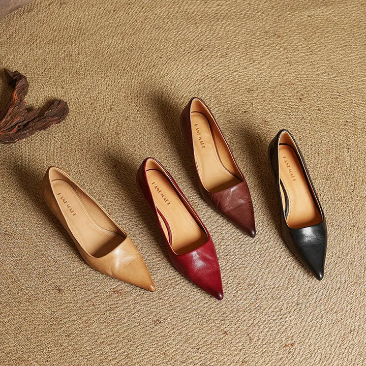 Serelina - Zapato de salón elegante de tacón bajo y punta fina