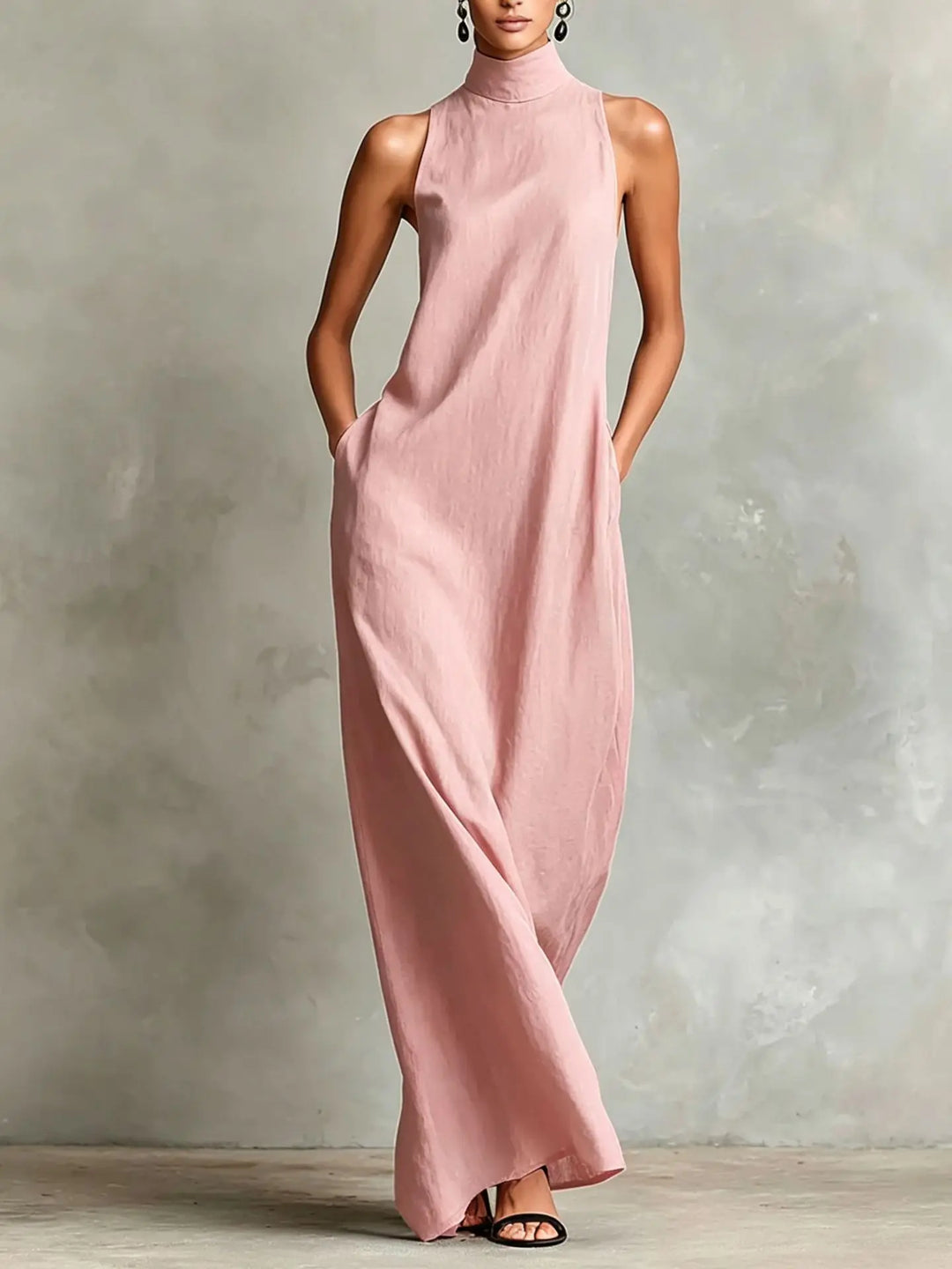 Orietta - Vestido largo sin mangas de cuello alto