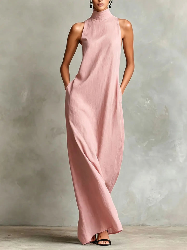 Orietta - Vestido largo sin mangas de cuello alto