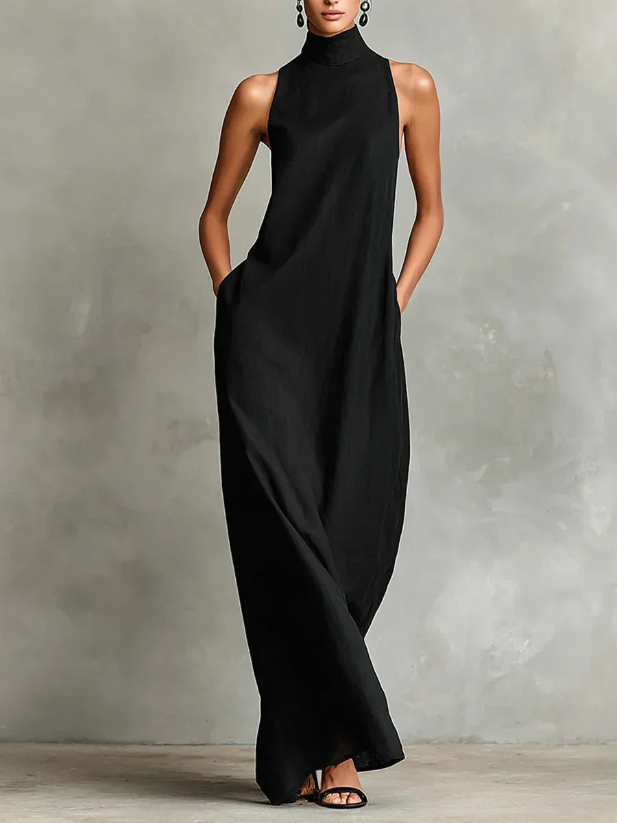 Orietta - Vestido largo sin mangas de cuello alto