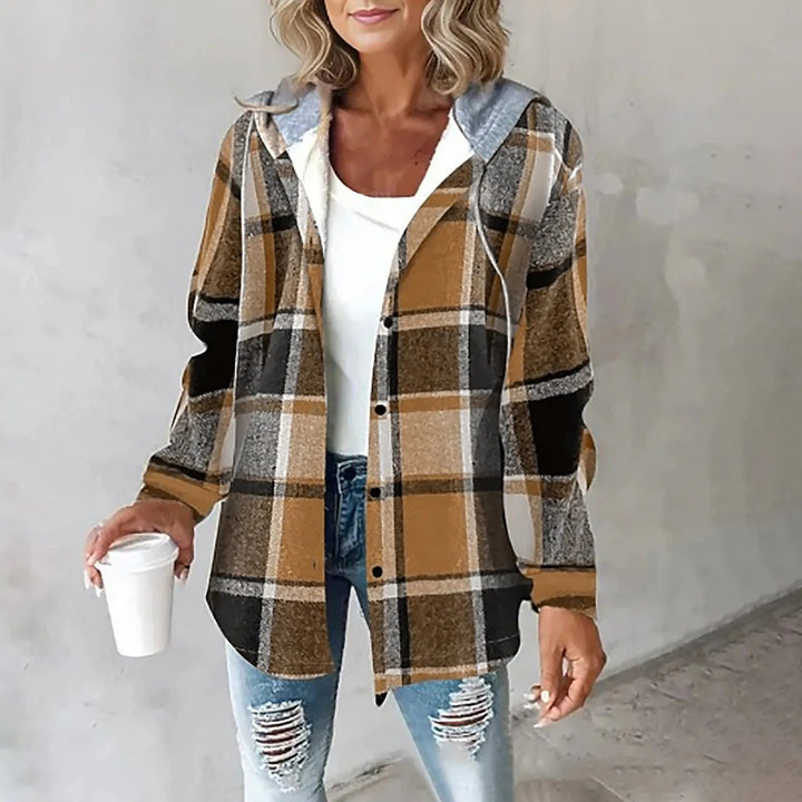 Marla - Sobrecamisa a cuadros con capucha y diseño en capas