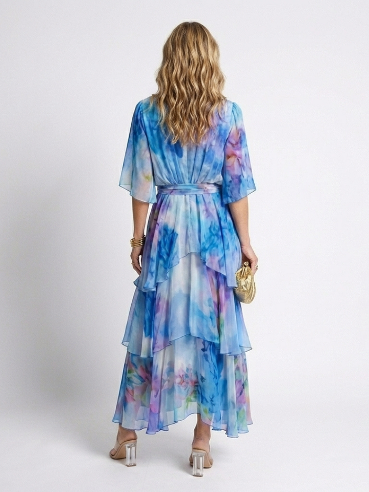 Elsinora - Vestido maxi con capa de tacto suave