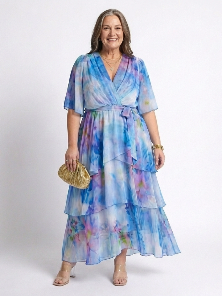 Elsinora - Vestido maxi con capa de tacto suave