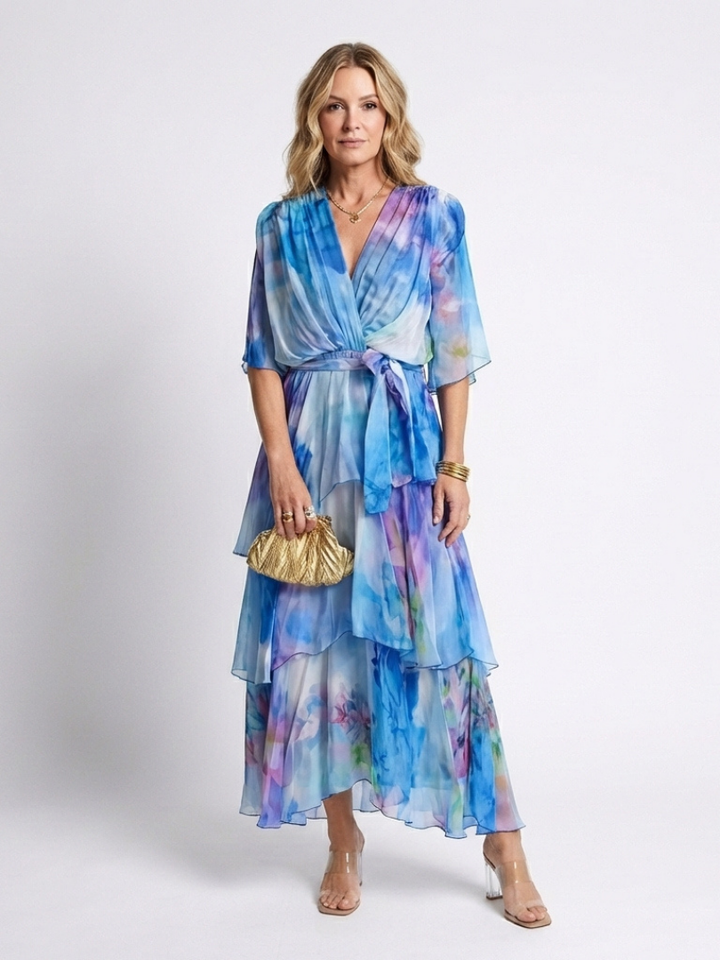 Elsinora - Vestido maxi con capa de tacto suave