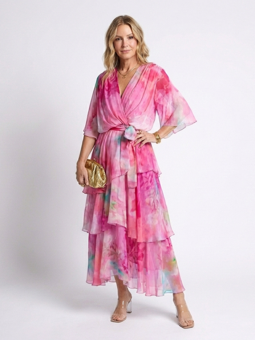 Elsinora - Vestido maxi con capa de tacto suave
