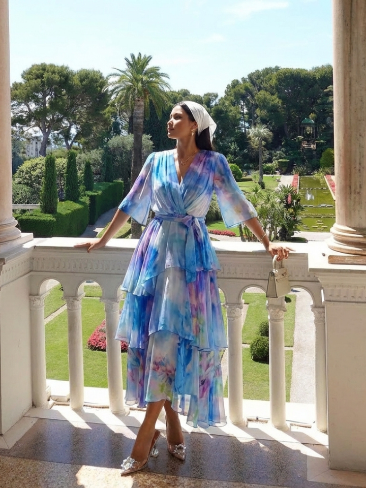 Elsinora - Vestido maxi con capa de tacto suave