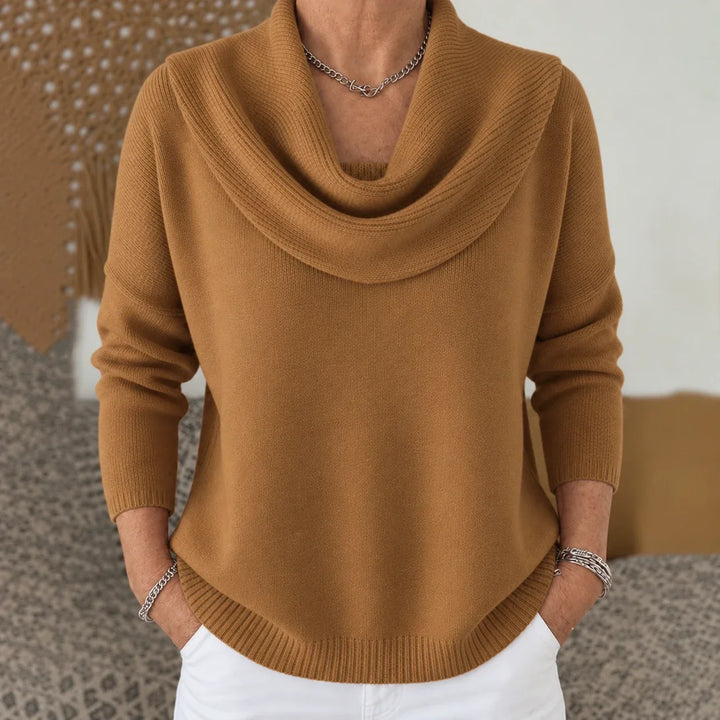 Esti - Jersey de cuello drapeado de tacto suave