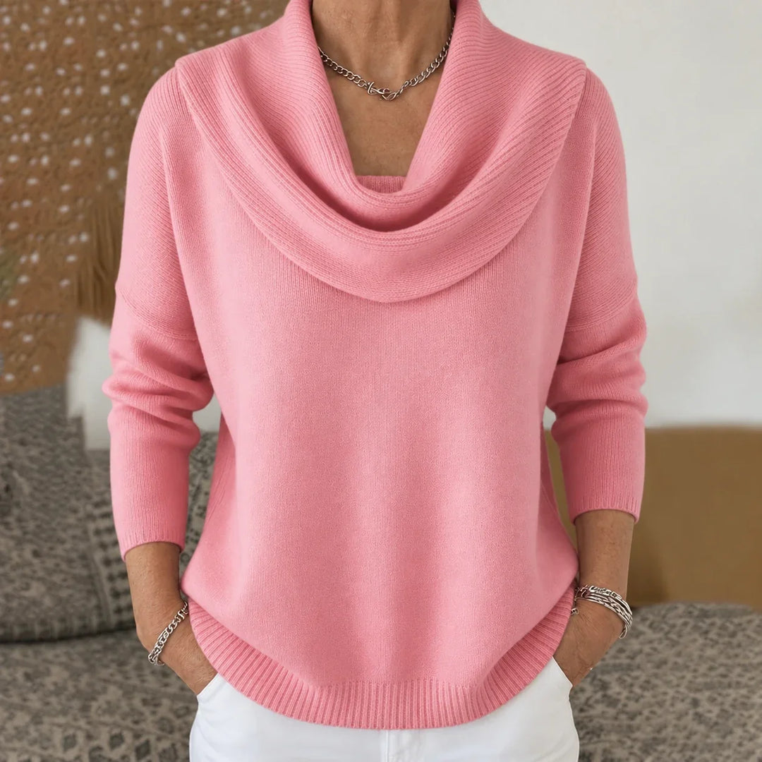 Esti - Jersey de cuello drapeado de tacto suave