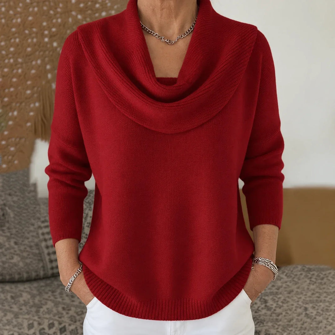 Esti - Jersey de cuello drapeado de tacto suave