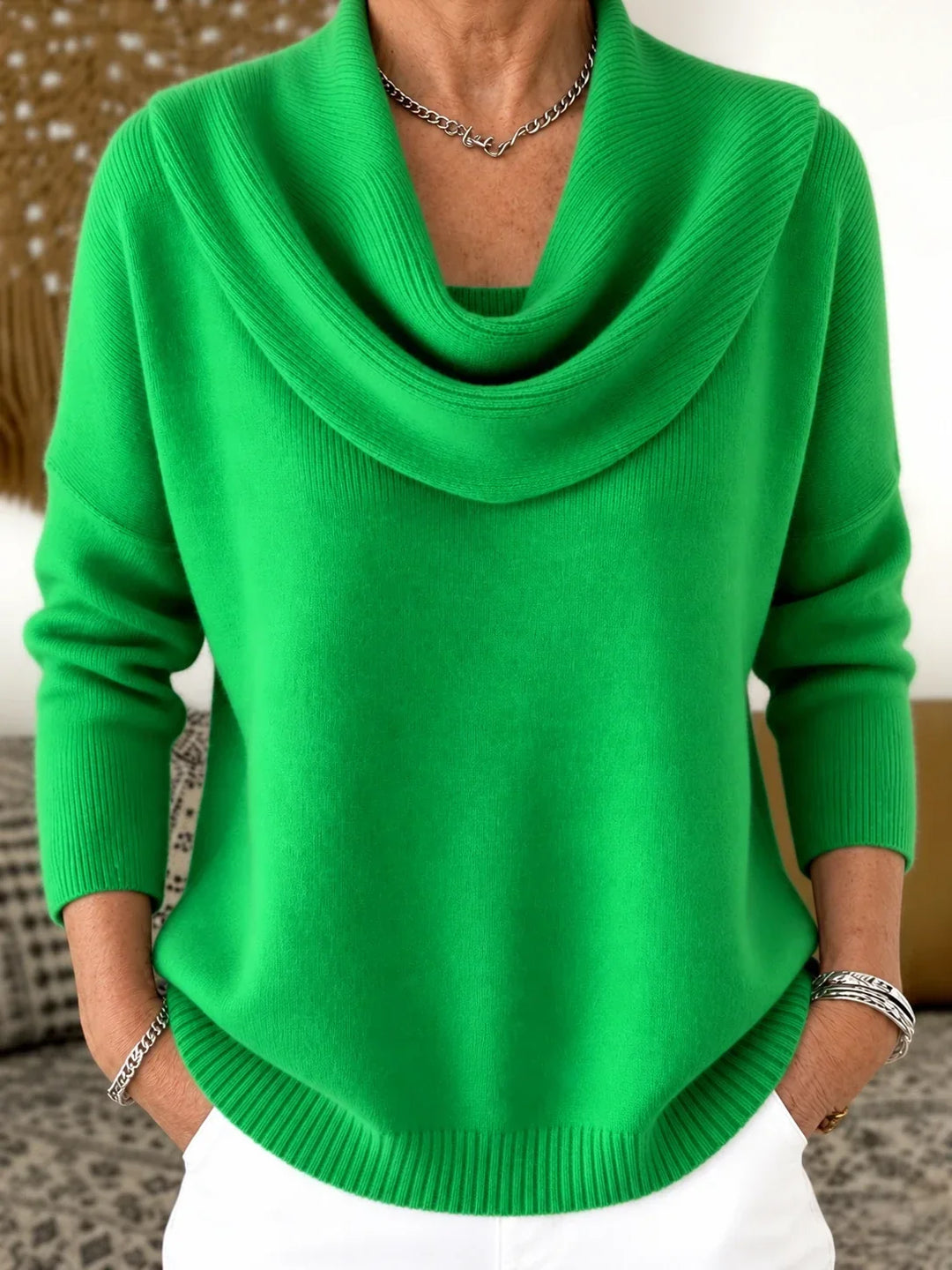 Esti - Jersey de cuello drapeado de tacto suave