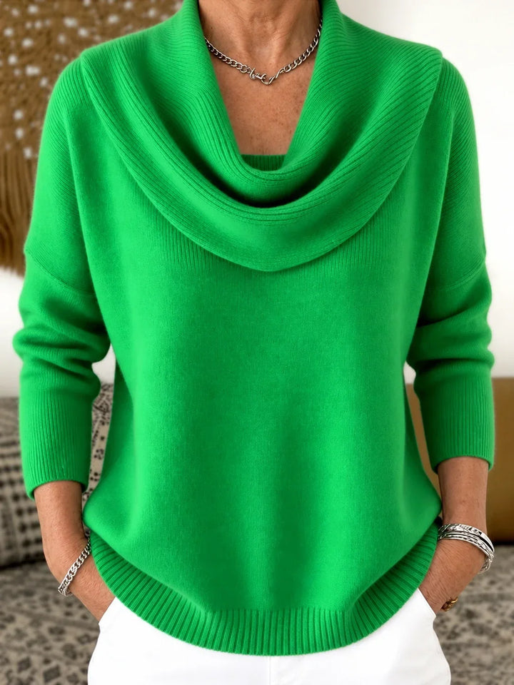 Esti - Jersey de cuello drapeado de tacto suave
