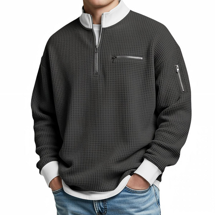Brice - Jersey de punto gofrado con media cremallera