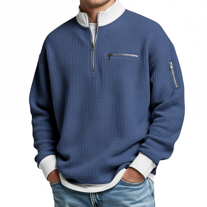Peldon - Jersey de punto gofre con media cremallera