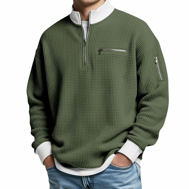 Peldon - Jersey de punto gofre con media cremallera