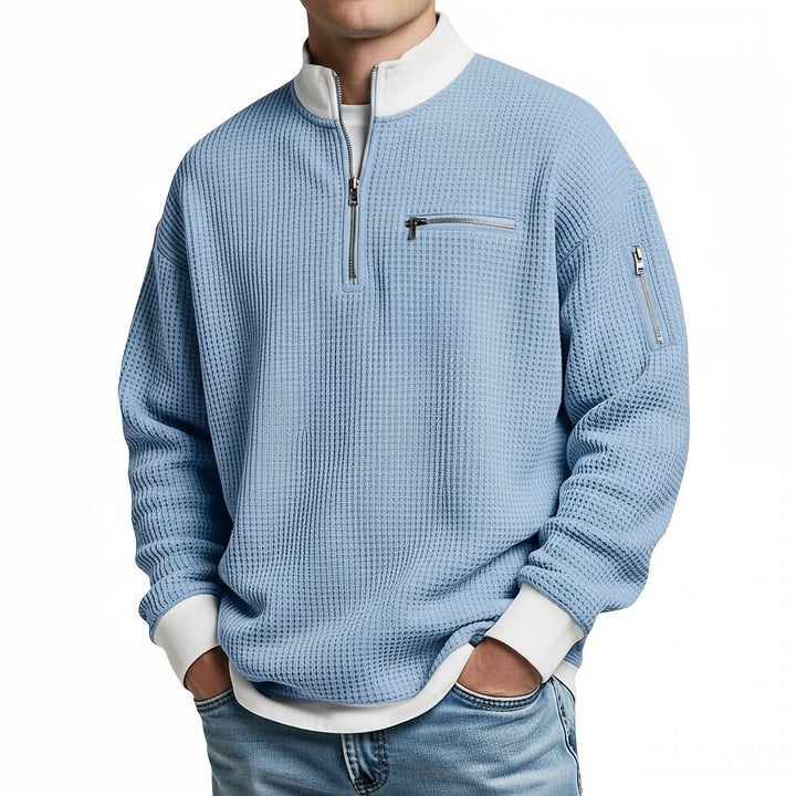 Brice - Jersey de punto gofrado con media cremallera