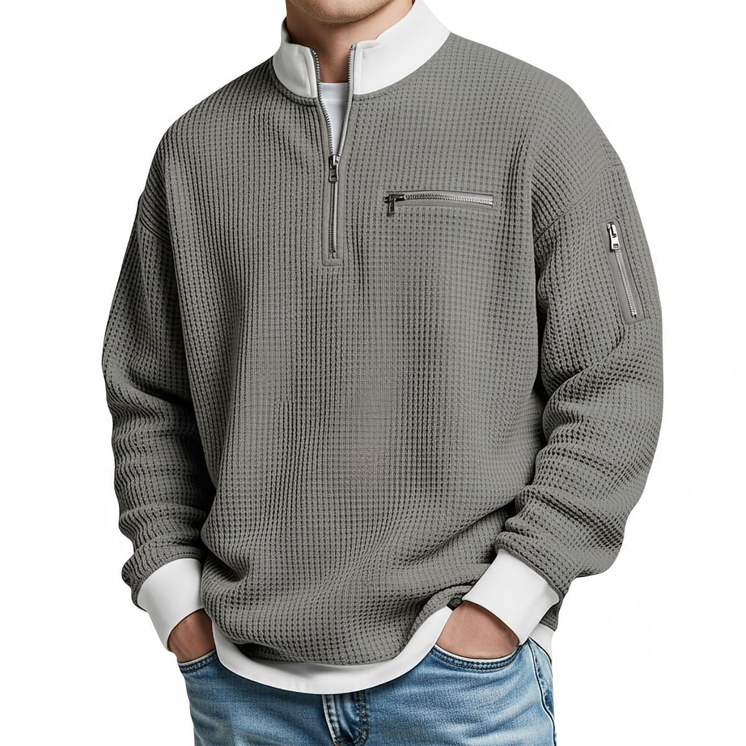 Brice - Jersey de punto gofrado con media cremallera