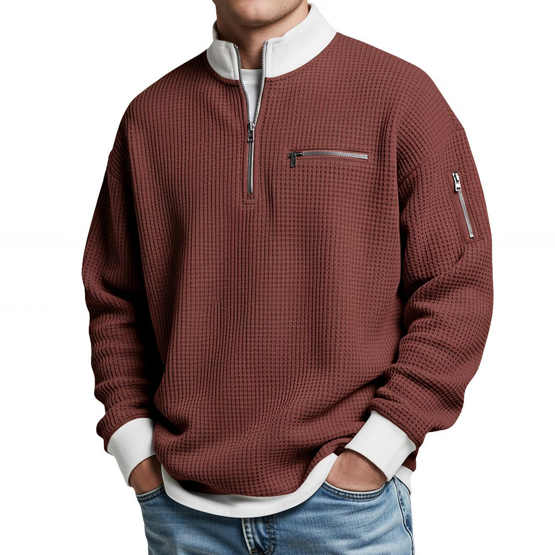 Brice - Jersey de punto gofrado con media cremallera