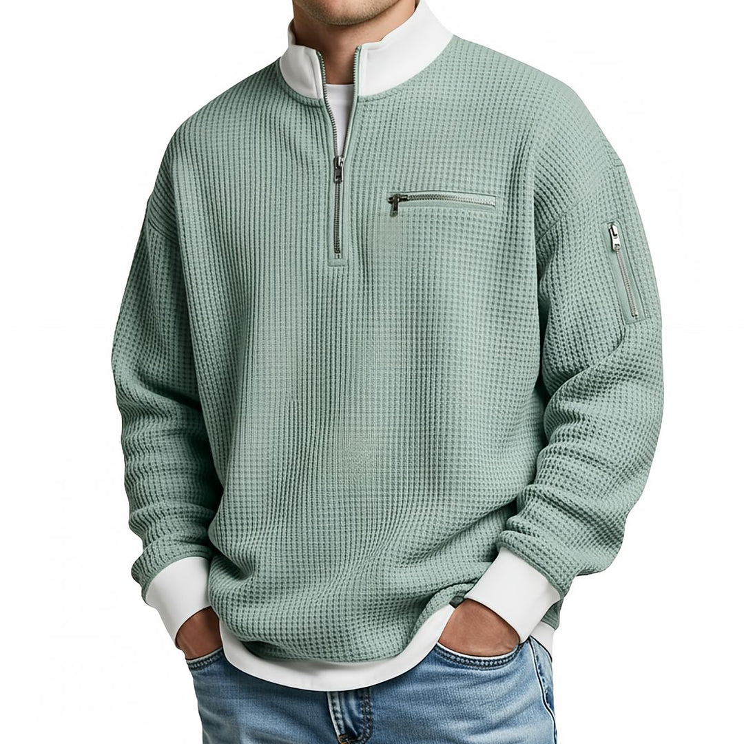 Brice - Jersey de punto gofrado con media cremallera