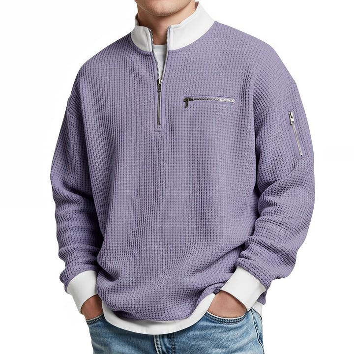 Brice - Jersey de punto gofrado con media cremallera