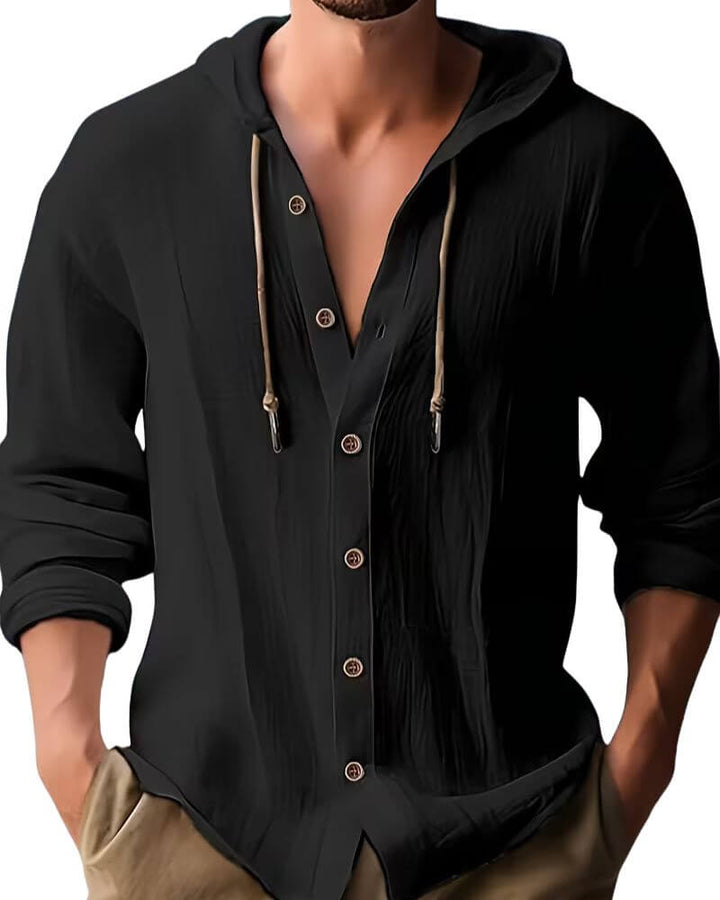 Fraser - Camiseta henley con capucha de tacto suave
