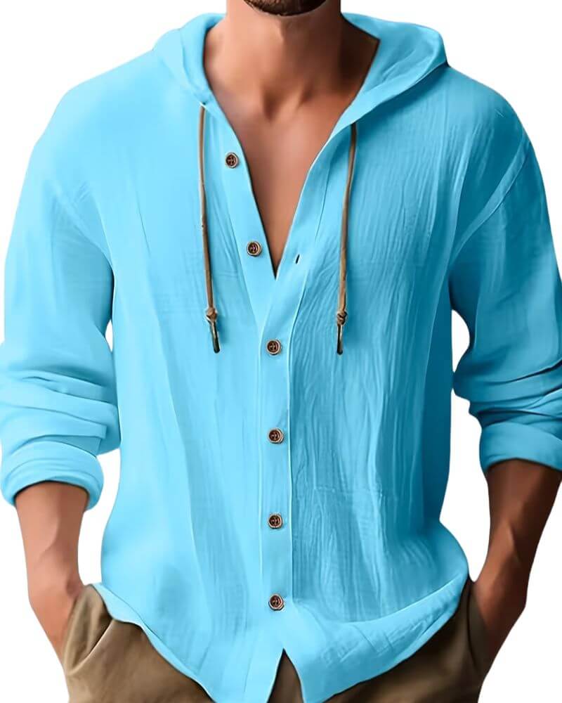 Fraser - Camiseta henley con capucha de tacto suave