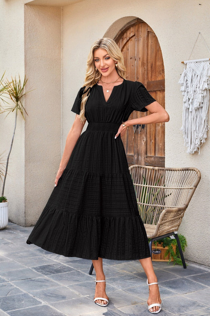 Astrelle - Vestido largo con textura y volantes