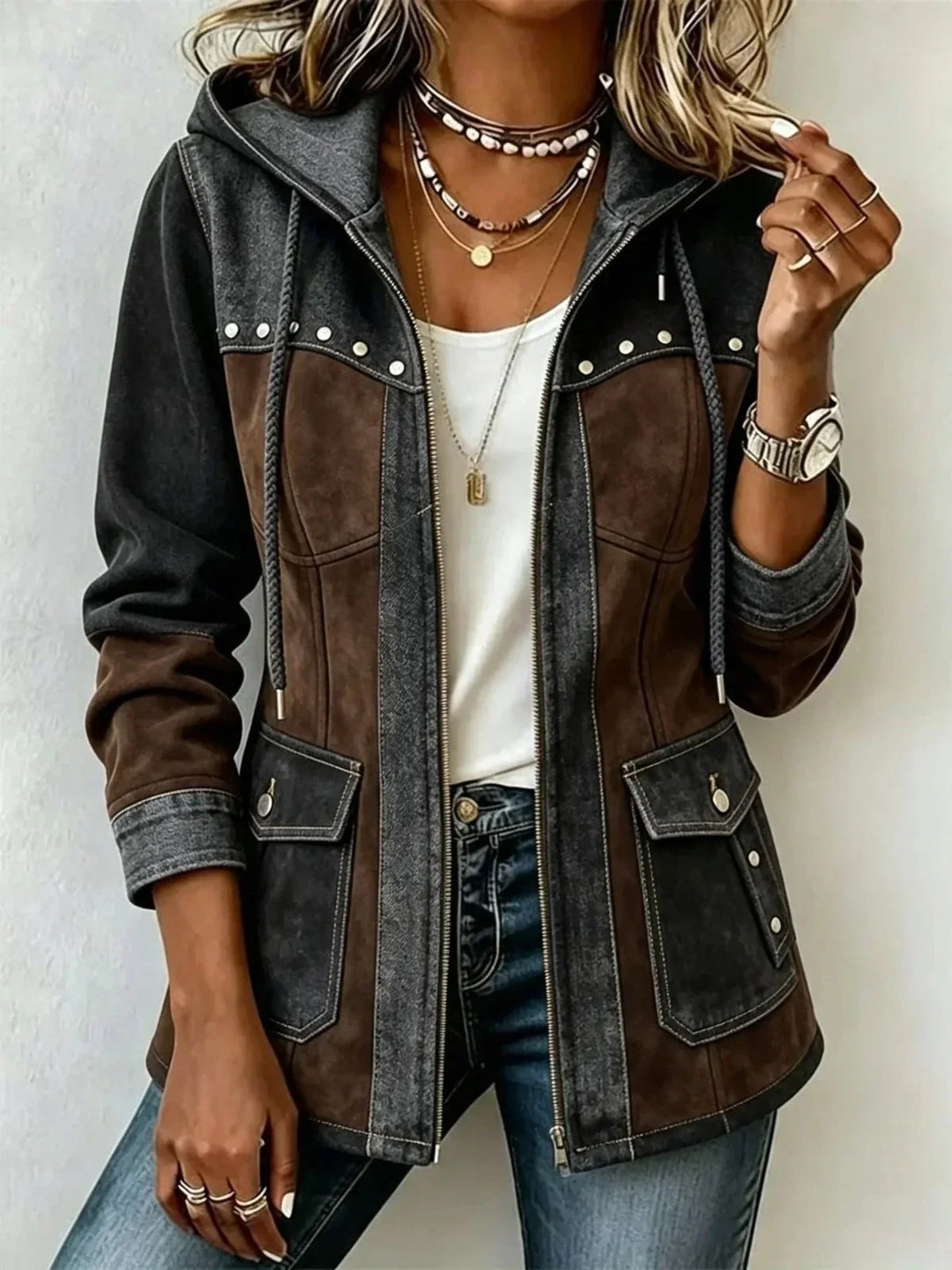 Amara - Chaqueta texturizada con capucha