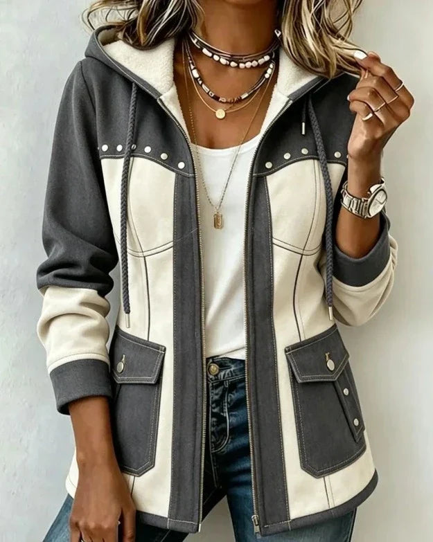 Aneska - Chaqueta texturizada con capucha