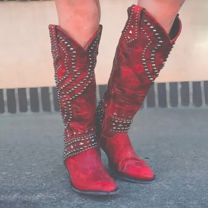Sylverelle - Botas vaqueras vintage con tachuelas