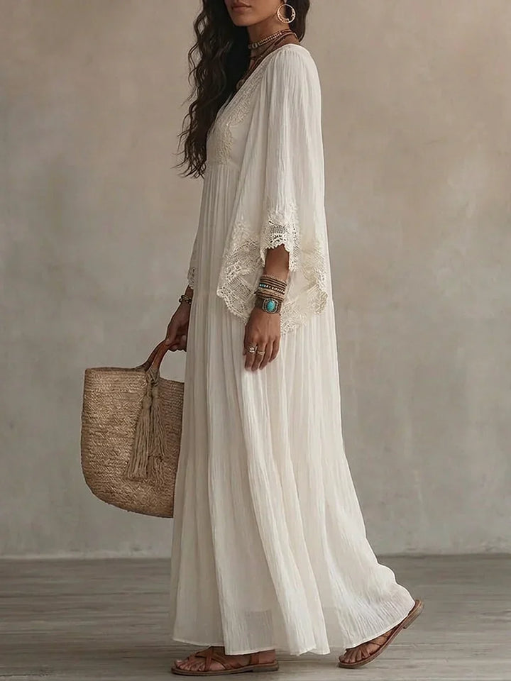 Aerinne - Vestido largo plisado vaporoso