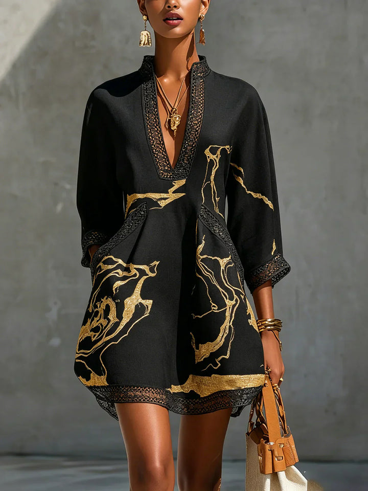 Sidonia - Vestido evasé con estampado efecto mármol de lujo