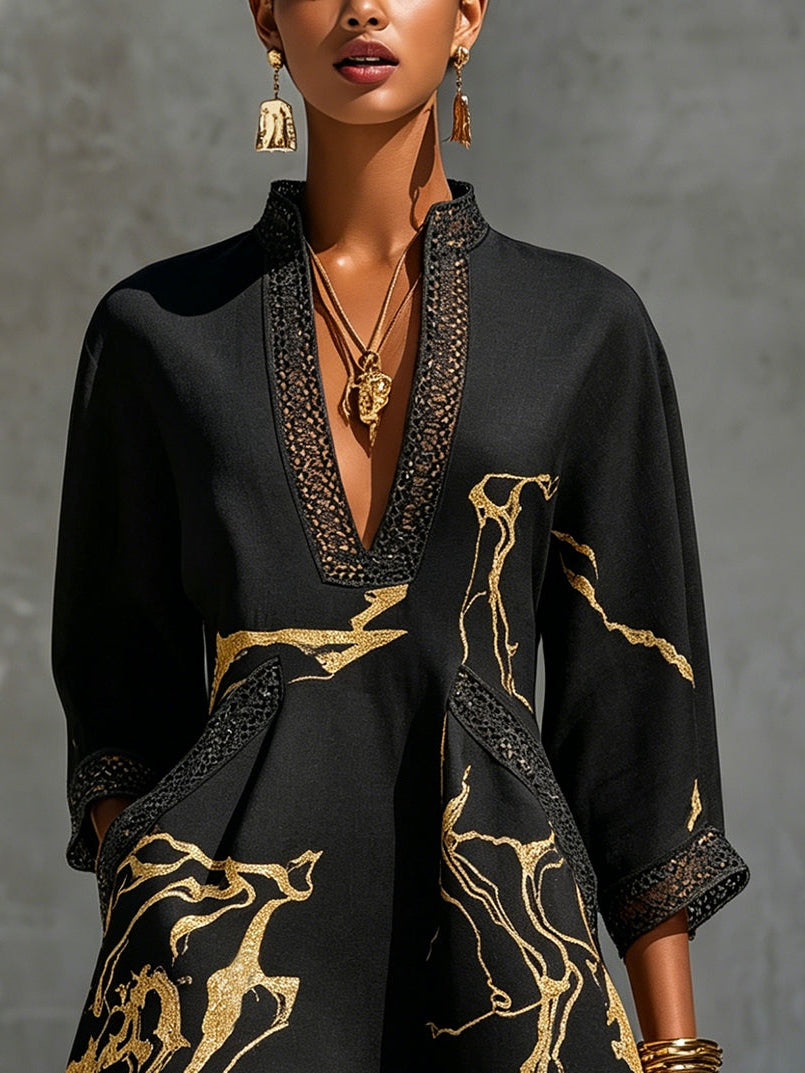 Estelline - Vestido evasé de lino premium