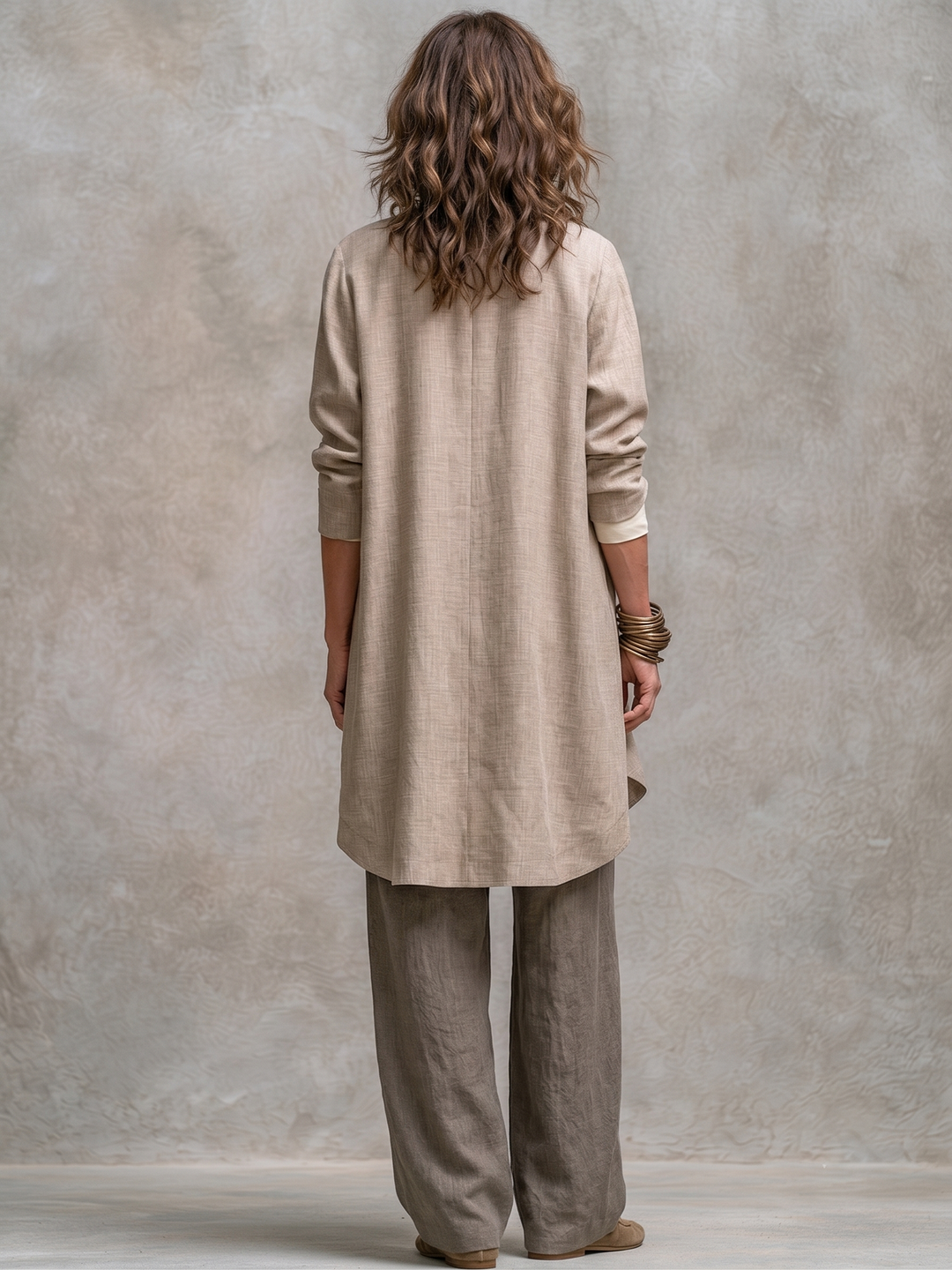 Isolenne - Traje de chaqueta de tres piezas con pantalón de pierna ancha premium