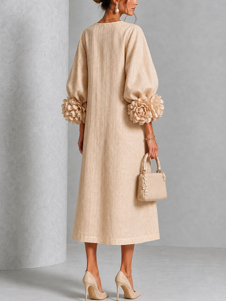 Estelora - Vestido midi floral escultural