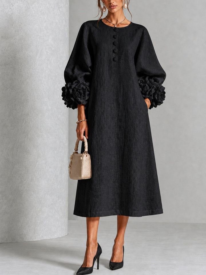 Estelora - Vestido midi floral escultural