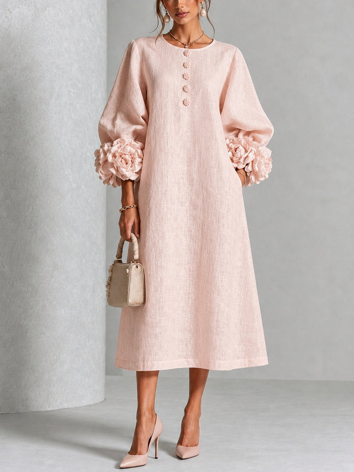 Estelora - Vestido midi floral escultural