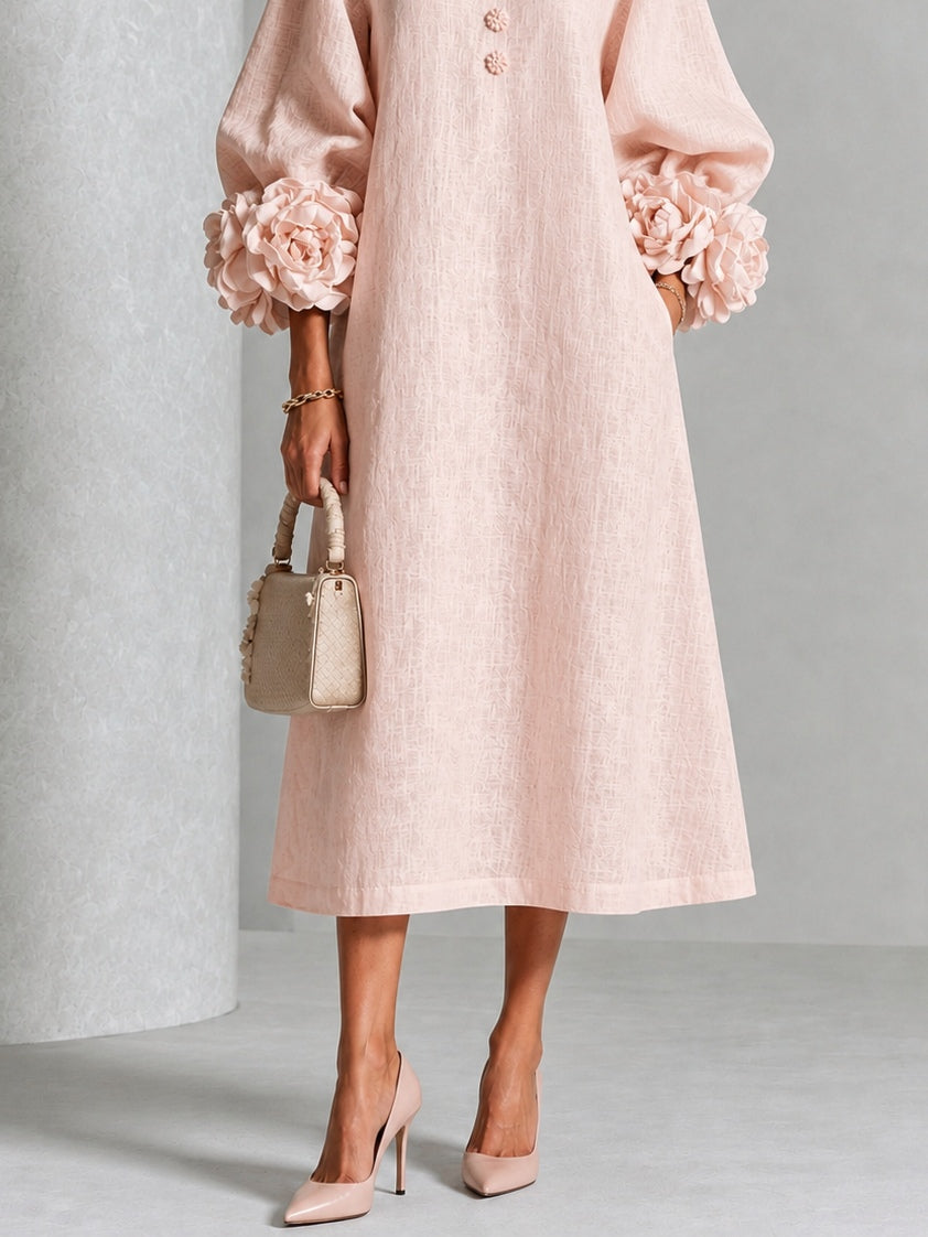Estelora - Vestido midi floral escultural