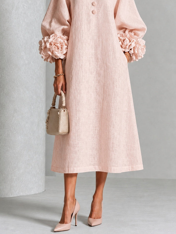 Estelora - Vestido midi floral escultural