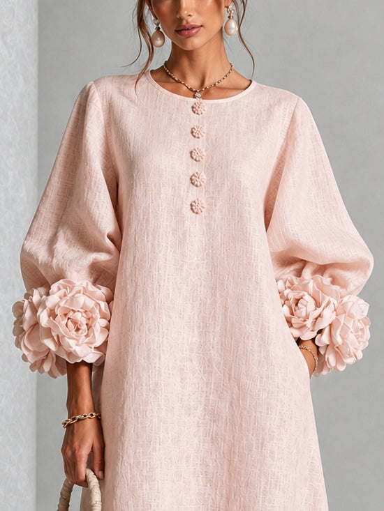Estelora - Vestido midi floral escultural