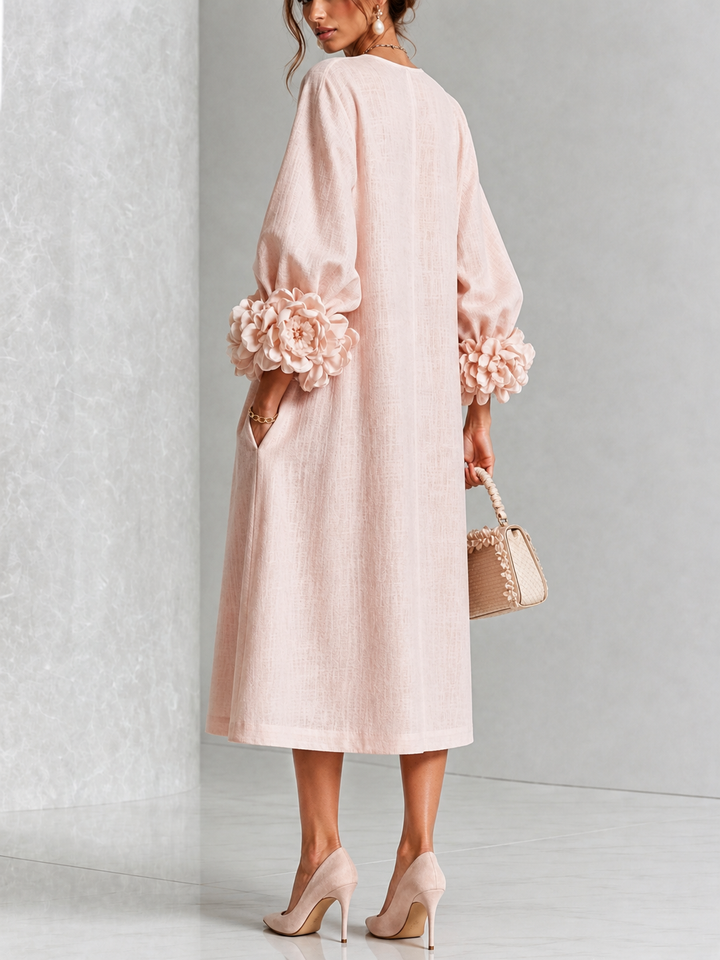 Estelora - Vestido midi floral escultural