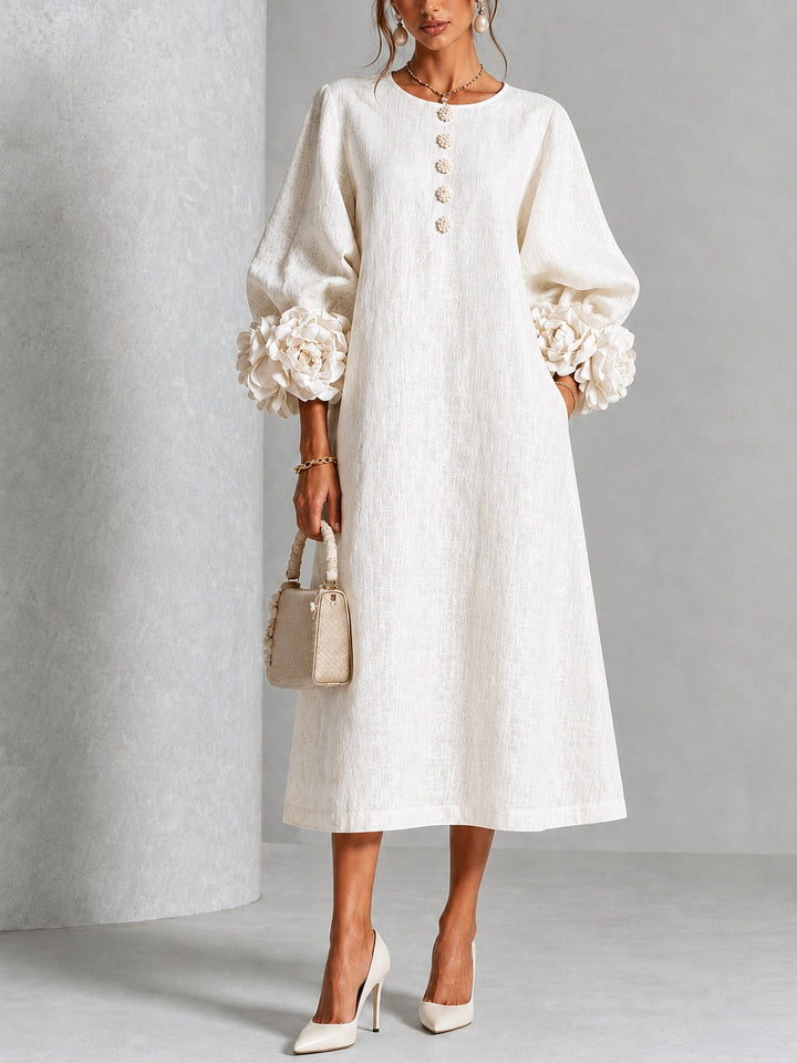 Estelora - Vestido midi floral escultural
