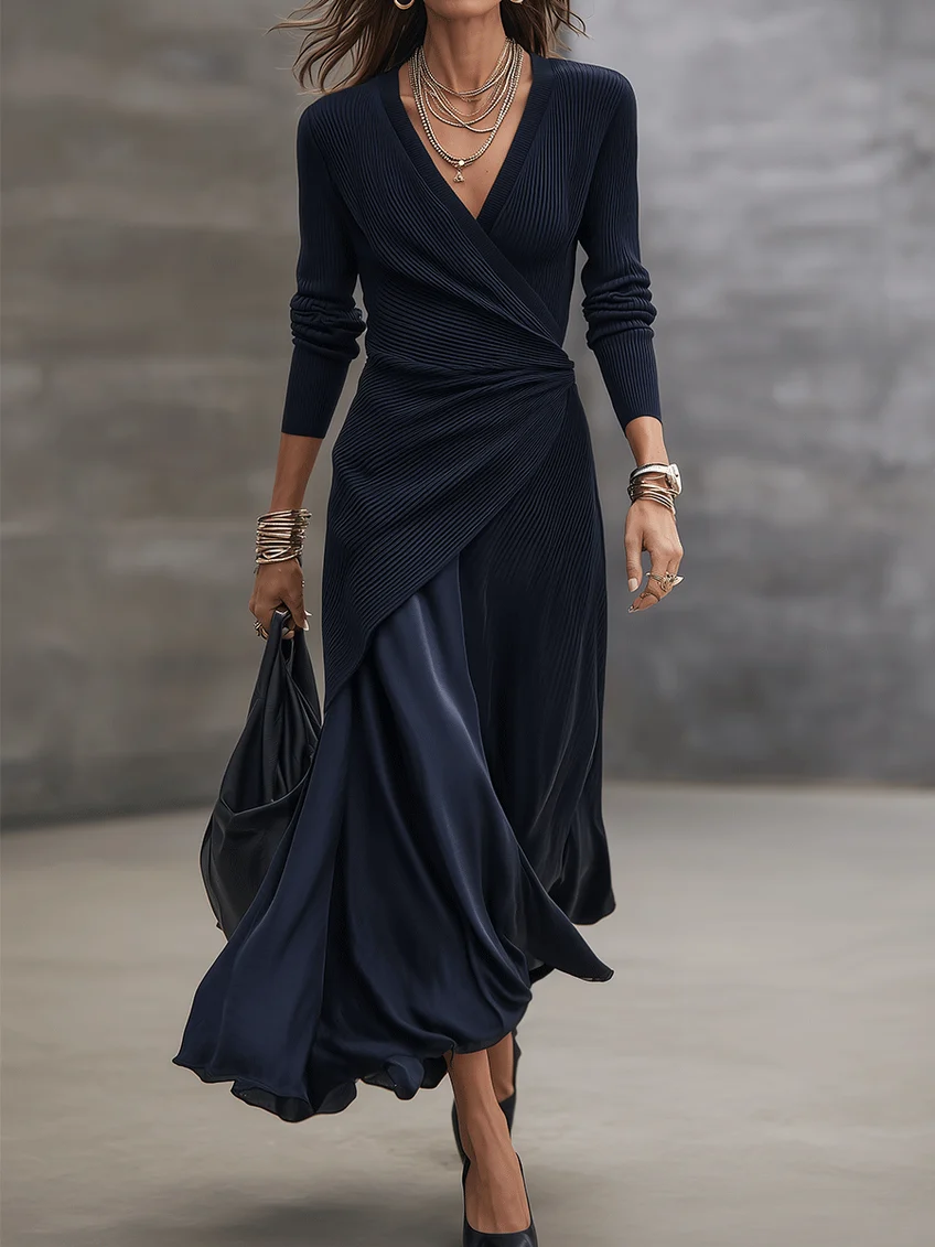 Etta - Vestido largo cruzado texturizado