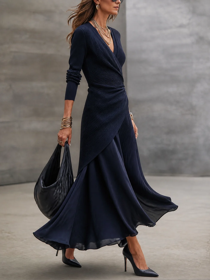 Etta - Vestido largo cruzado texturizado