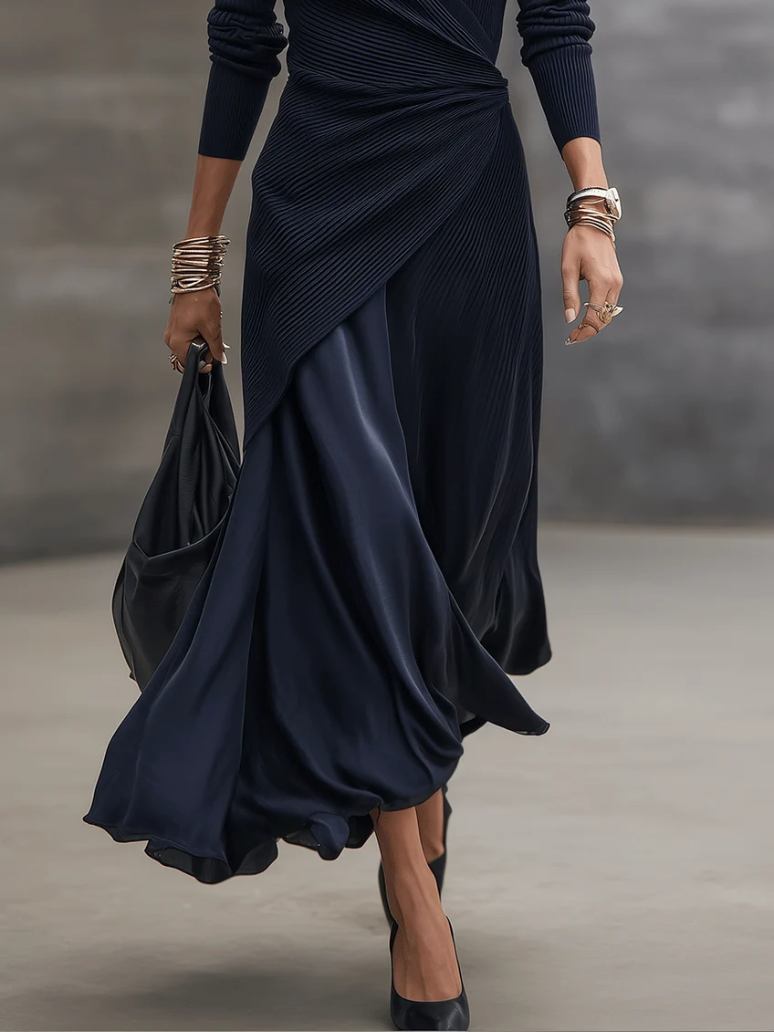 Etta - Vestido largo cruzado texturizado