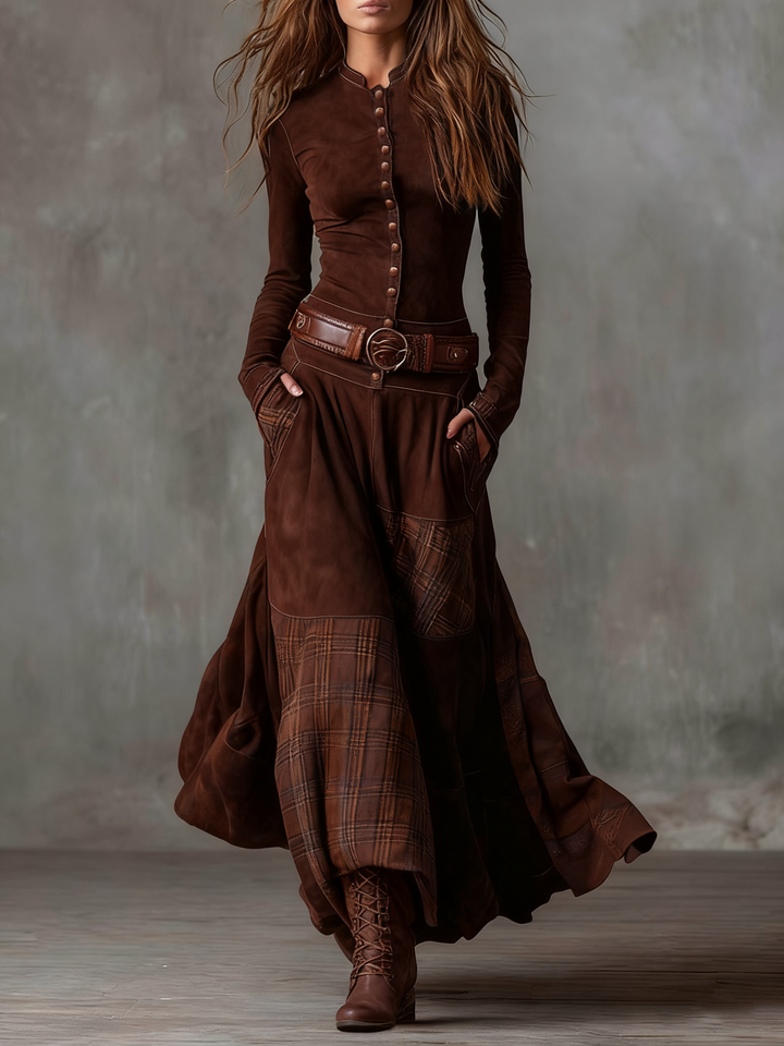 Feline - Vestido de patchwork de tacto suave