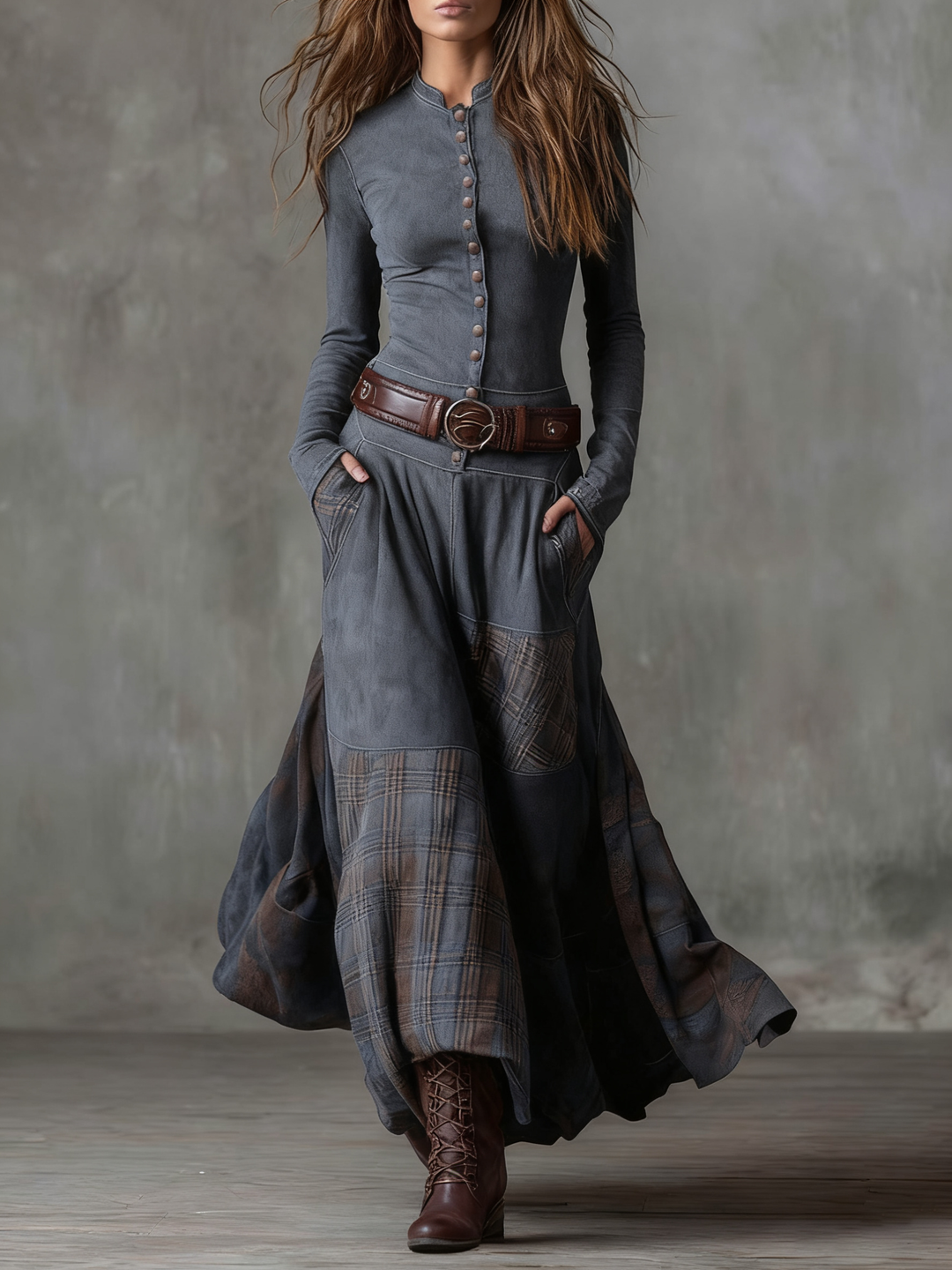Feline - Vestido de patchwork de tacto suave